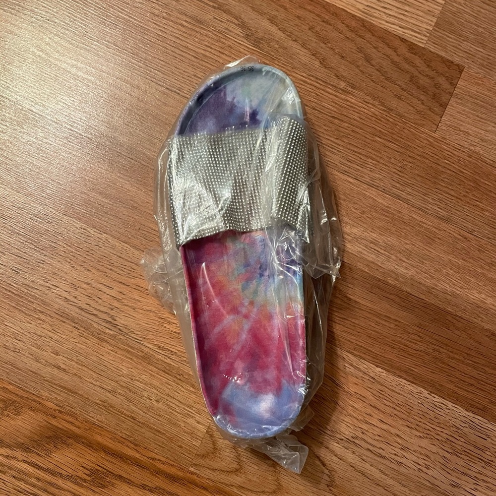 Tye dye rhinestone sandals